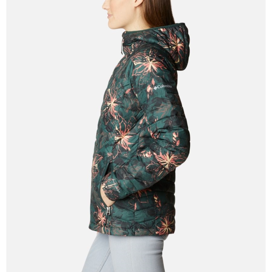 Columbia Women's Powder Lite Hooded Jacket Spruce Aurelian Print