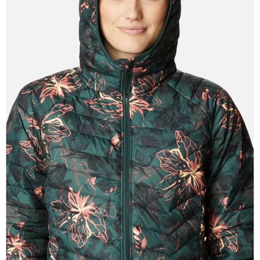 Columbia Women's Powder Lite Hooded Jacket Spruce Aurelian Print