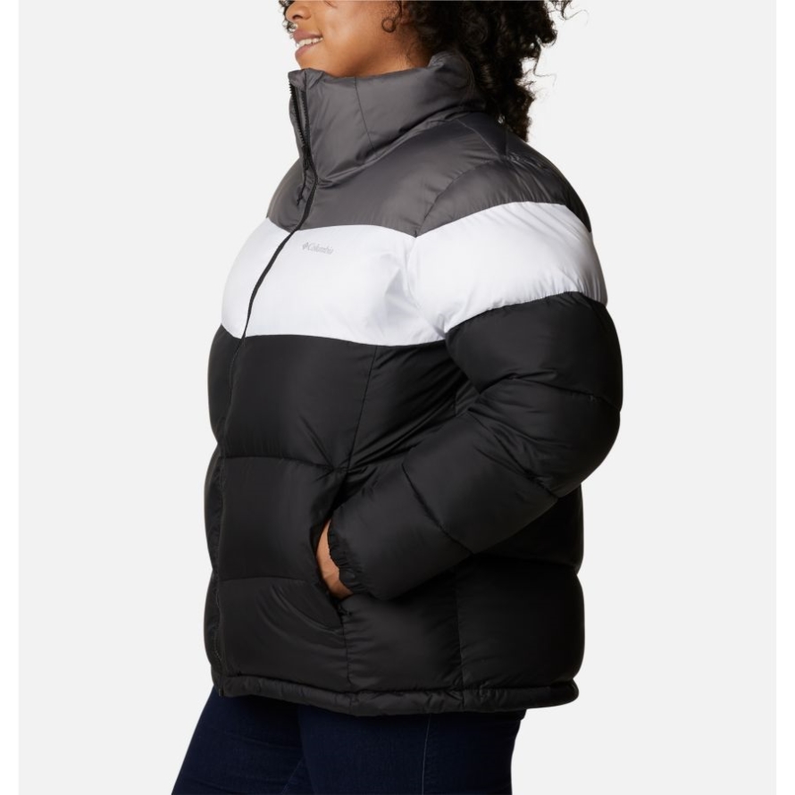 Columbia Women's Puffect Color Blocked Jacket Plus Size Black/White/City Grey