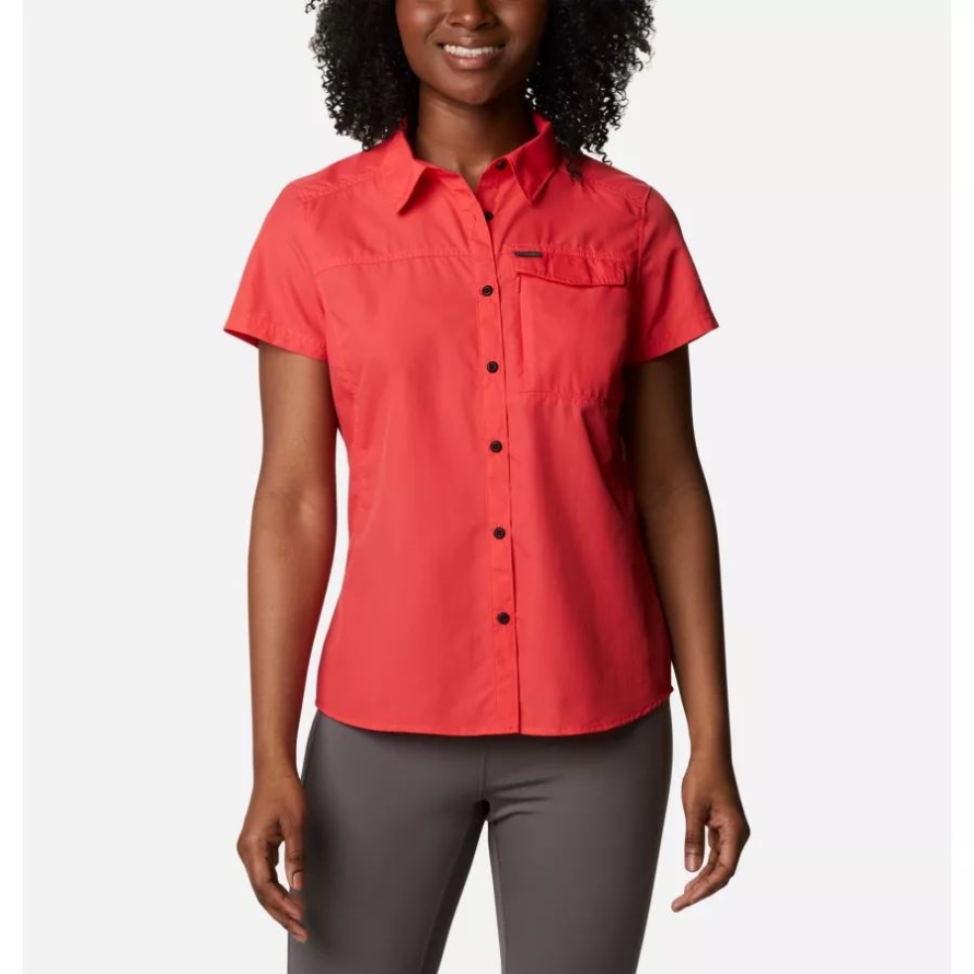 Columbia Women's Silver Ridge 2.0 Short Sleeve Shirt Red Hibiscus