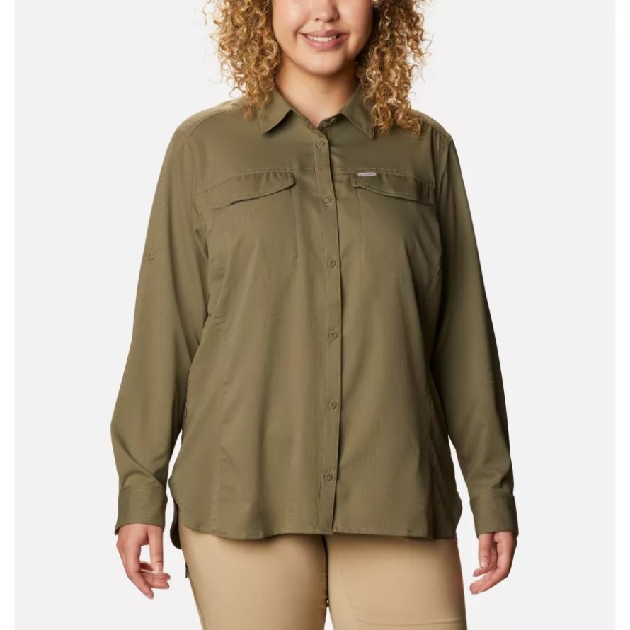 Columbia Women's Silver Ridge Lite Long Sleeve Shirt Plus Size Stone Green