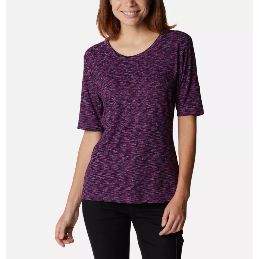Columbia Women's Stanley Park Short Sleeve Shirt Wild Fuchsia Spacedye