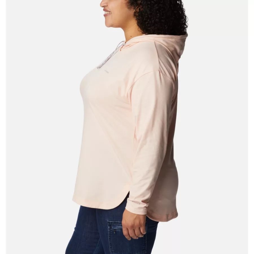 Columbia Women's Sun Trek Hooded Pullover Plus Size Peach Blossom Heather