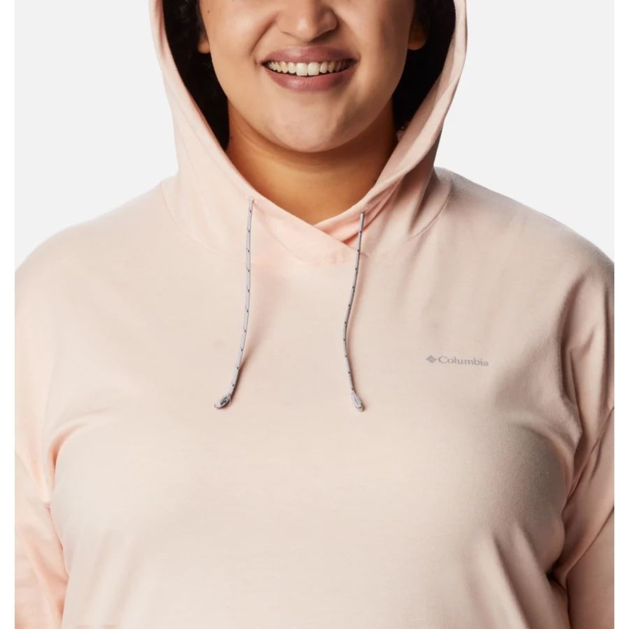 Columbia Women's Sun Trek Hooded Pullover Plus Size Peach Blossom Heather