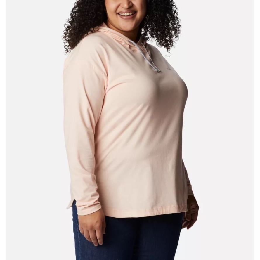 Columbia Women's Sun Trek Hooded Pullover Plus Size Peach Blossom Heather