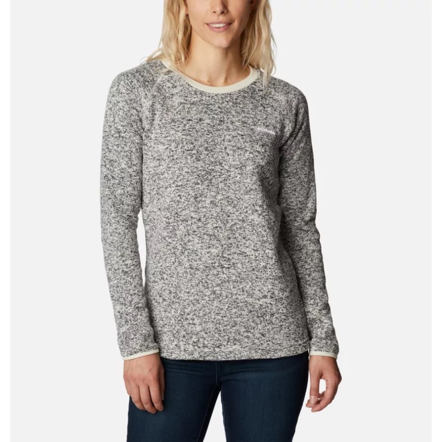 Columbia Women's Sweater Weather Fleece Crew Shirt Chalk Heather