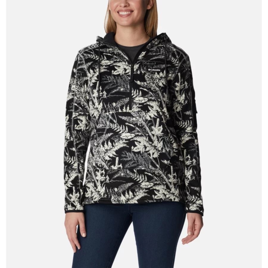 Columbia Women's Sweater Weather Hooded Pullover Chalk North Woods Tonal