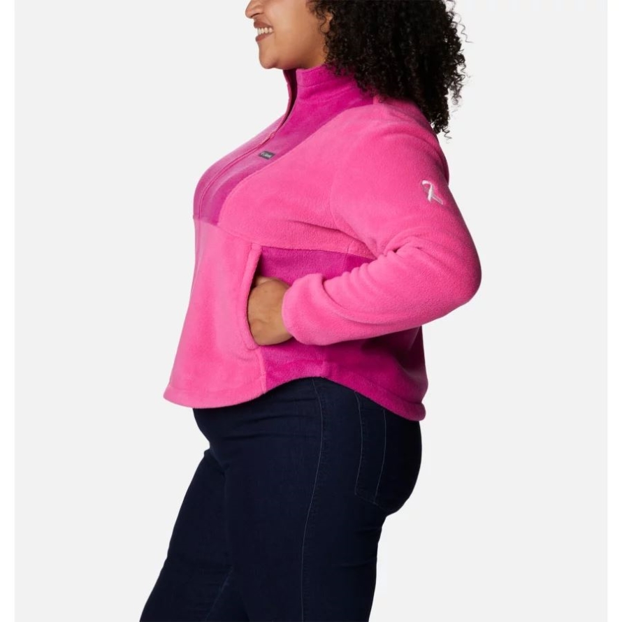 Columbia Women's Tested Tough In Pink Colorblock Full Zip Fleece Jacket Plus Size Pink Ice/Wild Fuchsia