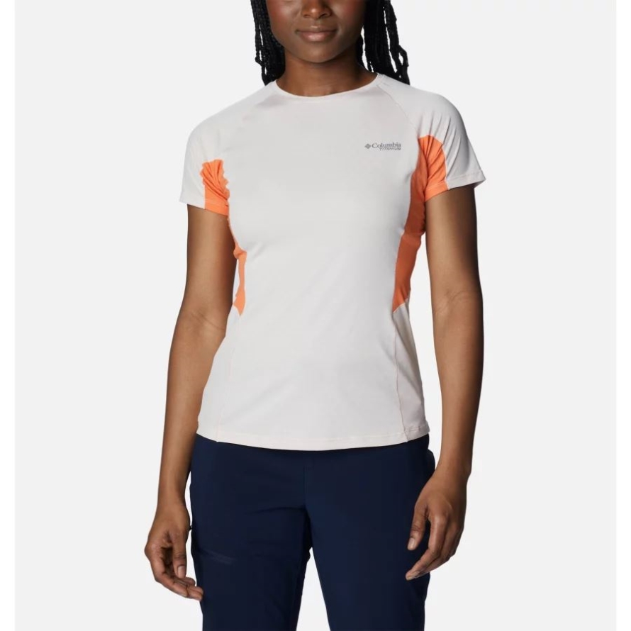 Columbia Women's Titan Pass Ice Short Sleeve Shirt Peach Blossom/Sunset Orange