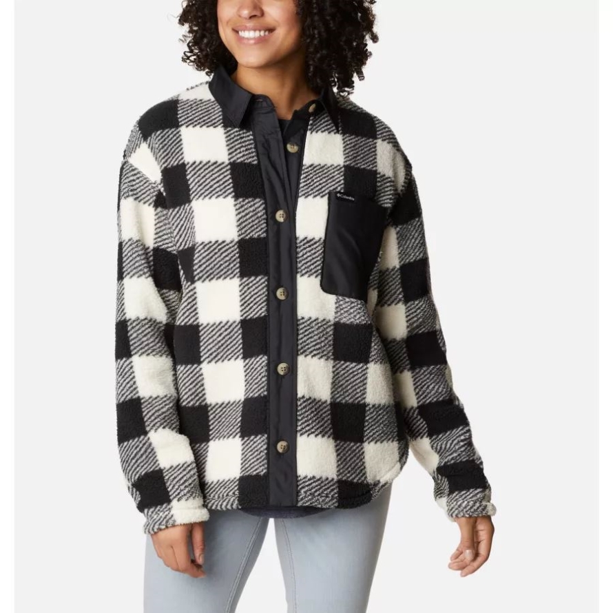 Columbia Women's West Bend Fleece Shirt Jacket Chalk Check Print