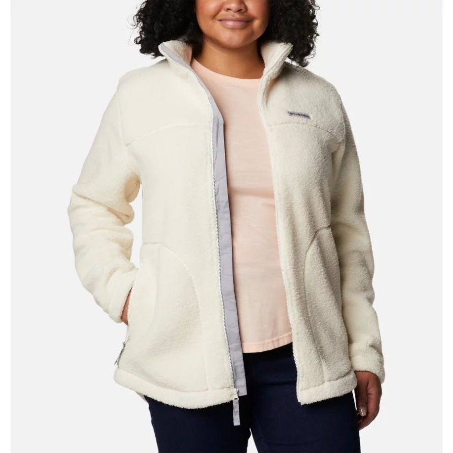 Columbia Women's West Bend Full Zip Fleece Jacket Plus Size Chalk