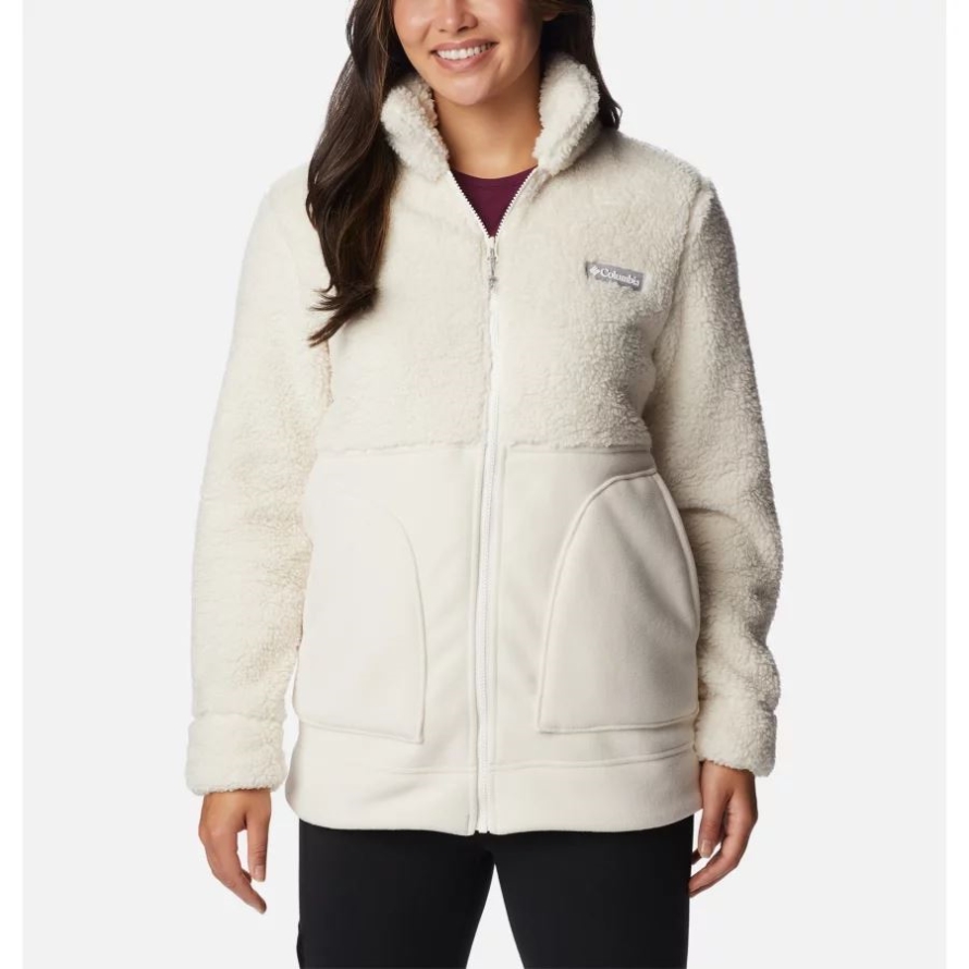 Columbia Women's Winter Pass Sherpa Long Full Zip Fleece Jacket Chalk