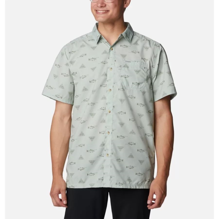 Cool Green Rivermade Columbia Men's PFG Super Slack Tide Camp Shirt
