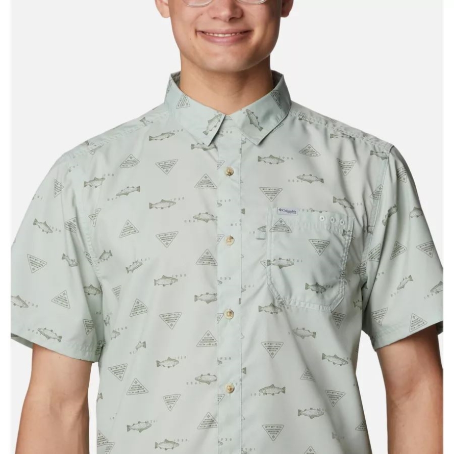 Cool Green Rivermade Columbia Men's PFG Super Slack Tide Camp Shirt