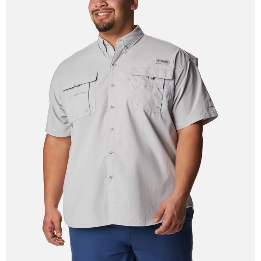 Cool Grey Columbia Men's PFG Bahama II Short Sleeve Shirt Big