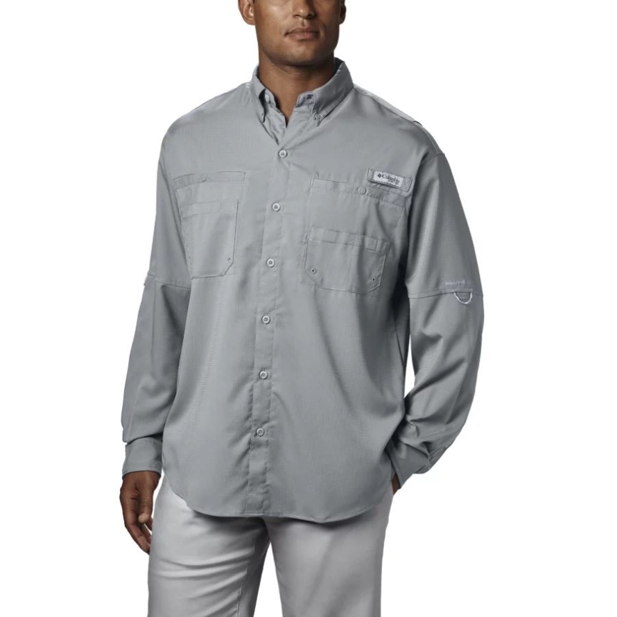Cool Grey Columbia Men's PFG Tamiami II Long Sleeve Shirt Tall