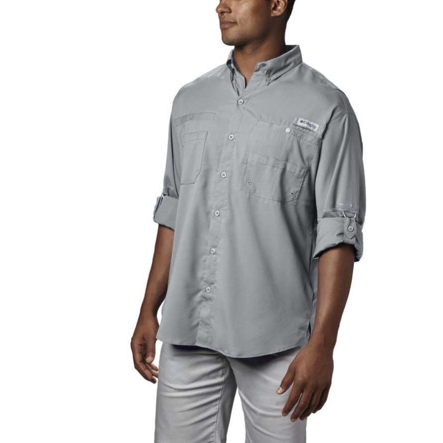Cool Grey Columbia Men's PFG Tamiami II Long Sleeve Shirt Tall