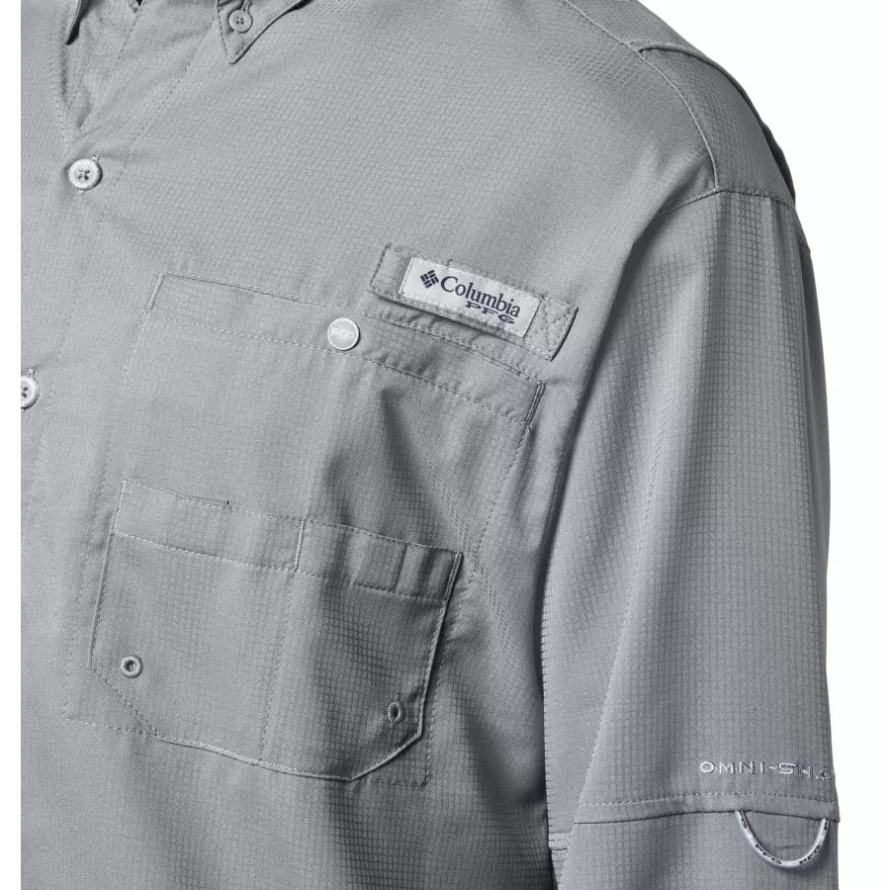 Cool Grey Columbia Men's PFG Tamiami II Long Sleeve Shirt Tall