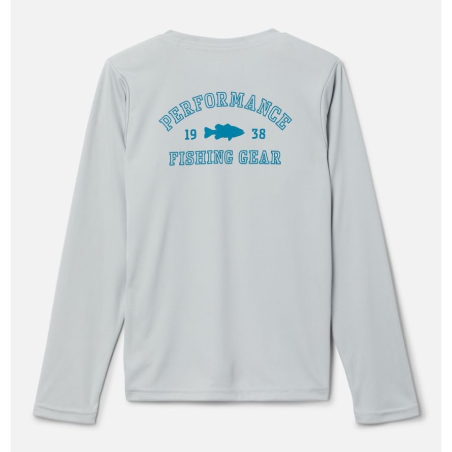 Cool Grey/Deep Marine - Bass Boys' PFG Terminal Tackle University Long Sleeve Shirt Columbia