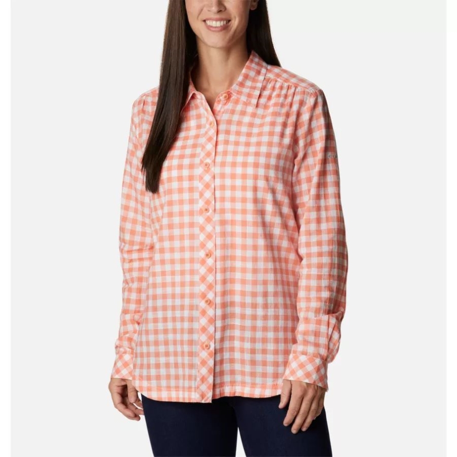 Coral Reef Gingham Columbia Women's Camp Henry III Casual Shirt