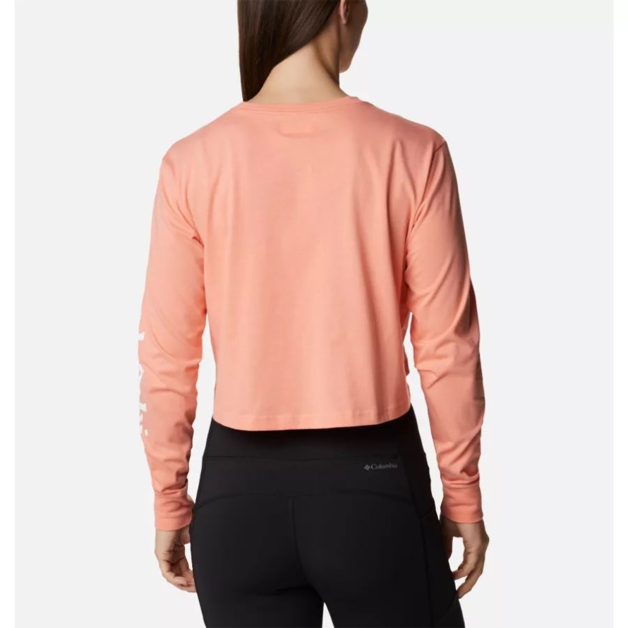 Coral Reef/White Women's North Cascades Graphic Cropped Long Sleeve T-Shirt Columbia
