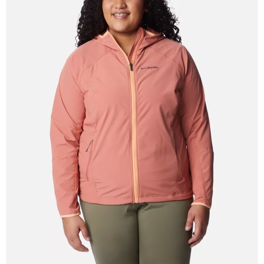 Dark Coral Columbia Women's Sweet As Softshell Hooded Jacket Plus Size