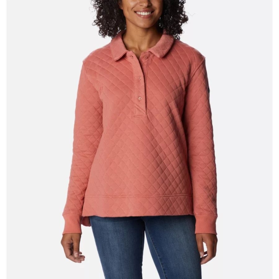 Dark Coral Women's Columbia Lodge Quilted Polo Columbia