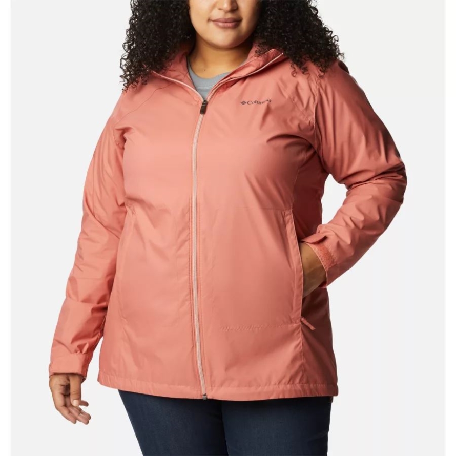 Dark Coral Women's Switchback Lined Long Jacket Plus Size Columbia
