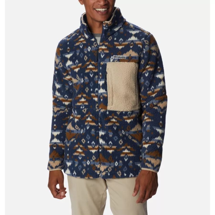 Dark Mountain Rocky Mountain Print Columbia Men's Mountainside Printed Fleece Jacket