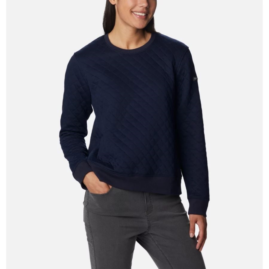 Dark Nocturnal Women's Columbia Lodge Quilted Crew Sweatshirt Columbia
