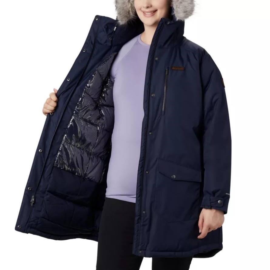 Dark Nocturnal Women's Suttle Mountain Long Insulated Jacket Plus Size Columbia