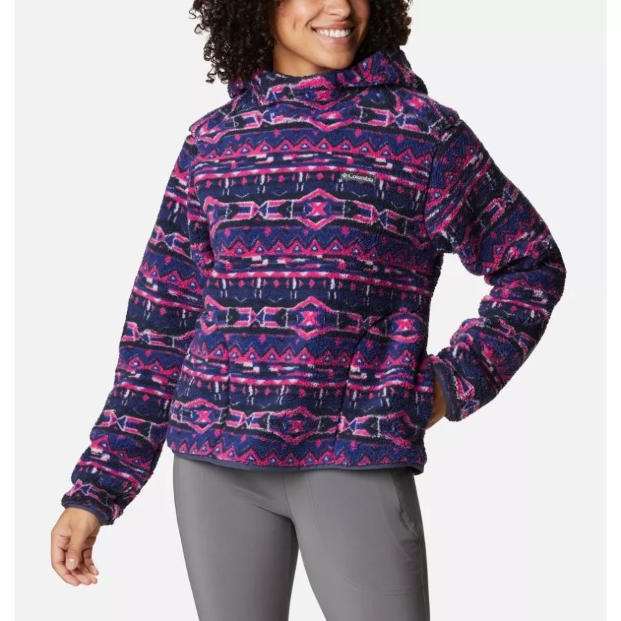 Dark Sapphire 80s Stripe Print Women's West Bend Hooded Fleece Columbia