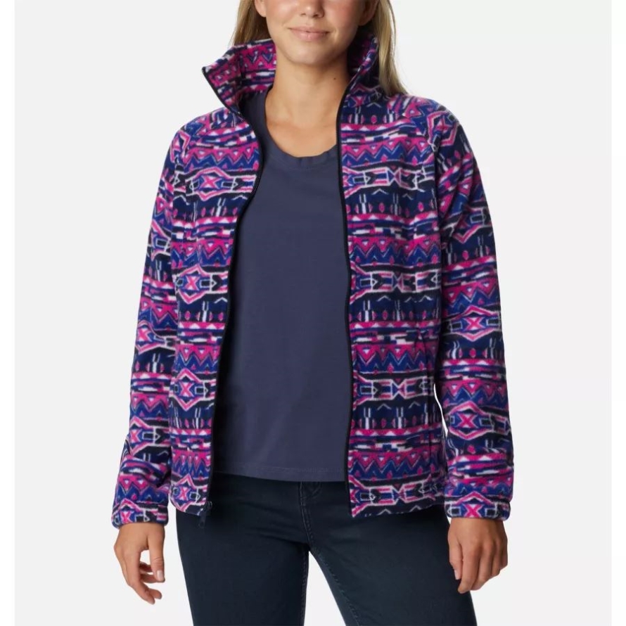 Dark Sapphire 80s Stripe Women's Benton Springs Printed Full Zip Fleece Jacket Columbia