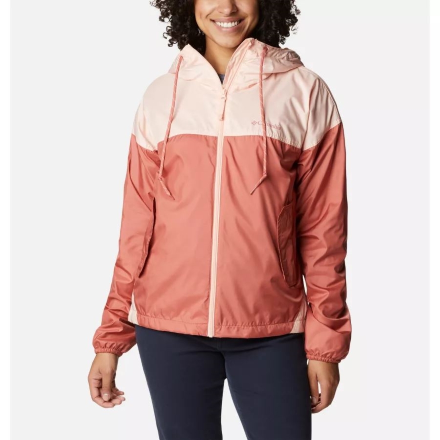 Dark coral/Peach Blossom Columbia Brand Women's Flash Challenger Fleece Lined Windbreaker Jacket