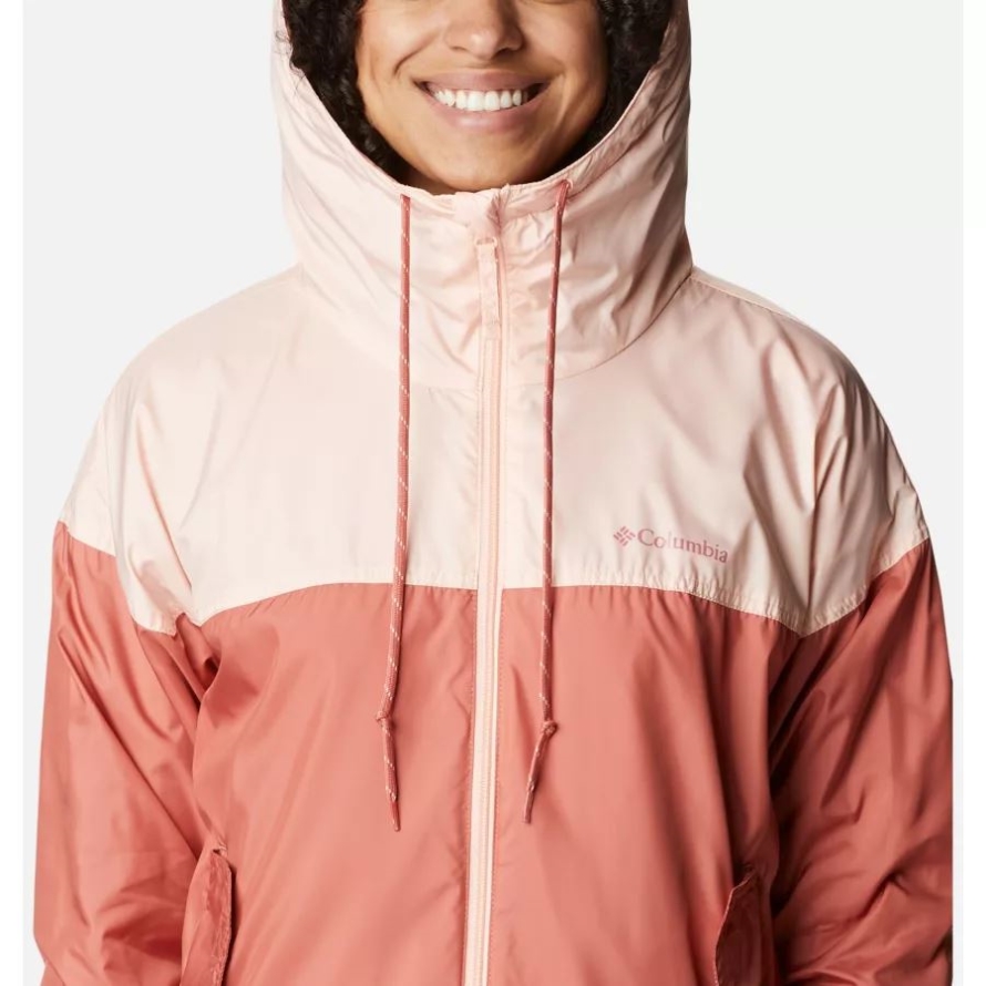 Dark coral/Peach Blossom Columbia Brand Women's Flash Challenger Fleece Lined Windbreaker Jacket