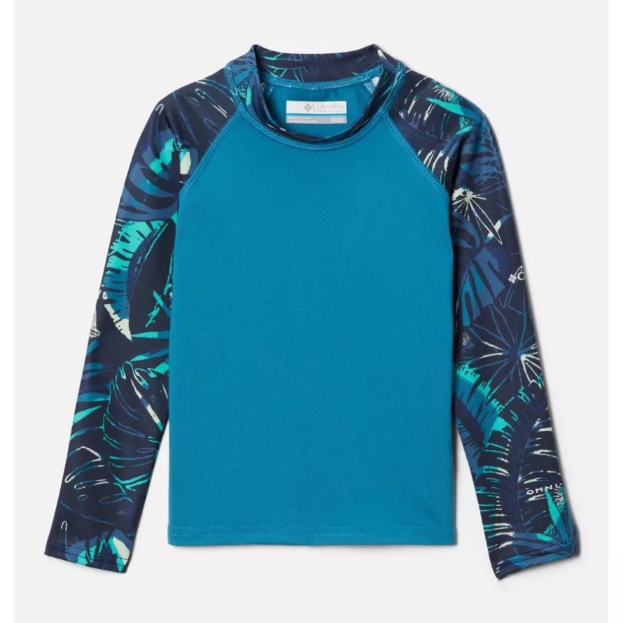 Deep Marine/Coll Navy King Palms Columbia Kids' Toddler Sandy Shores Printed Long Sleeve Sunguard Shirt