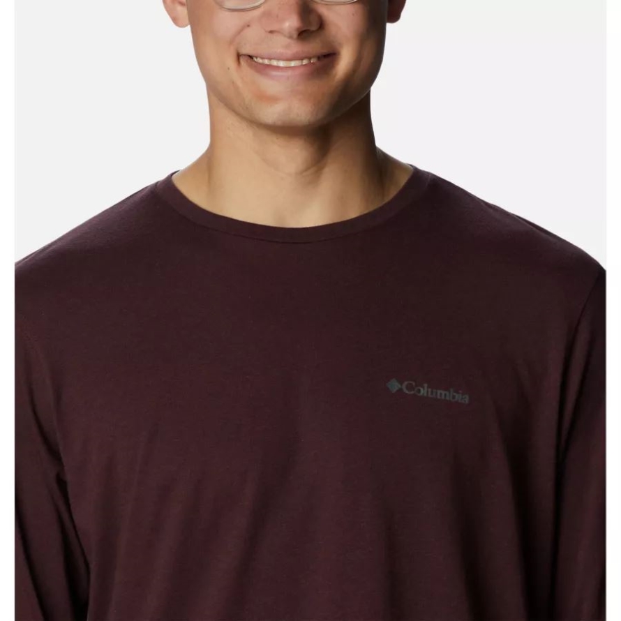 Elderberry Heather/Black Men's Thistletown Hills Long Sleeve Crew Shirt Columbia