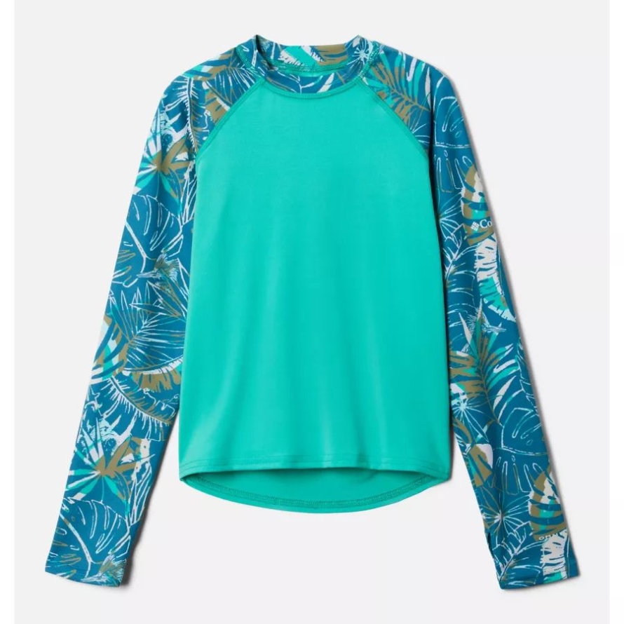 Electric Turquoise/Deep Marine King Pal Columbia Kids' Sandy ShoresPrinted Long Sleeve Sunguard Shirt