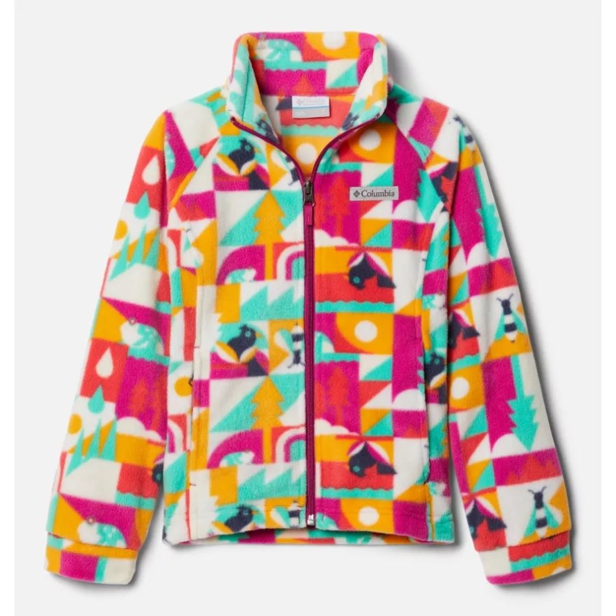 Girls' Benton Springs II Printed Fleece Jacket Wild Fuchsia Summer Escape Columbia