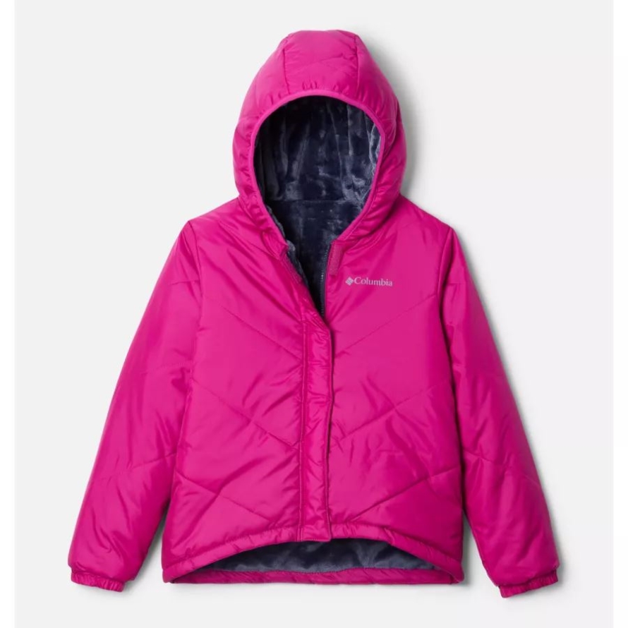 Girls' Big Fir Hooded Reversible Jacket Wild Fuchsia/Nocturnal Columbia