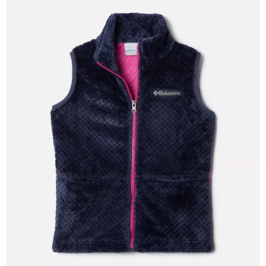 Girls' Fire Side Sherpa Vest Nocturnal/Wild Fuchsia Columbia