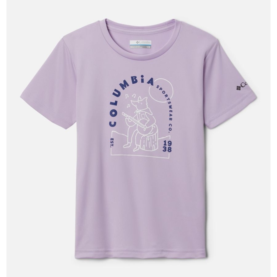 Girls' Mirror Creek Short Sleeve Graphic T-Shirt Morning Mist/Camp Tunes Graphic Columbia