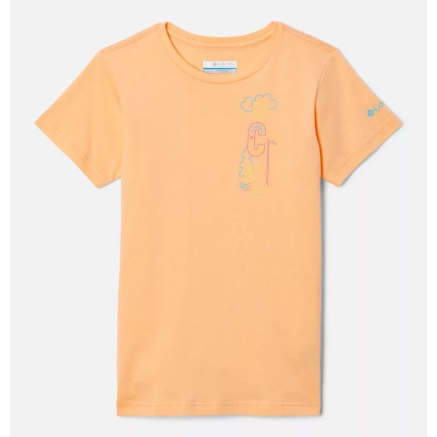Girls' Mission Lake Short Sleeve Graphic T-Shirt Columbia Peach/Camp CSC Graphic