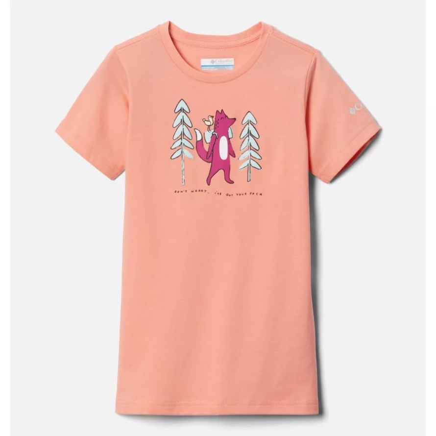 Girls' Mission Lake Short Sleeve Graphic T-Shirt Coral Reef Foxy Pack Columbia