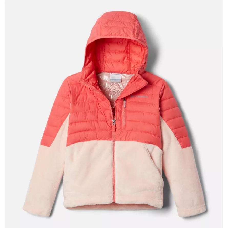 Girls' Powder Lite Novelty Hooded Jacket Columbia Blush Pink/Peach Blossom