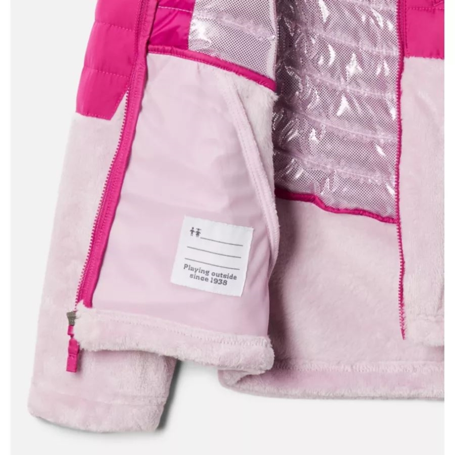 Girls' Powder Lite Novelty Hooded Jacket Wild Fuchsia/Aura Columbia