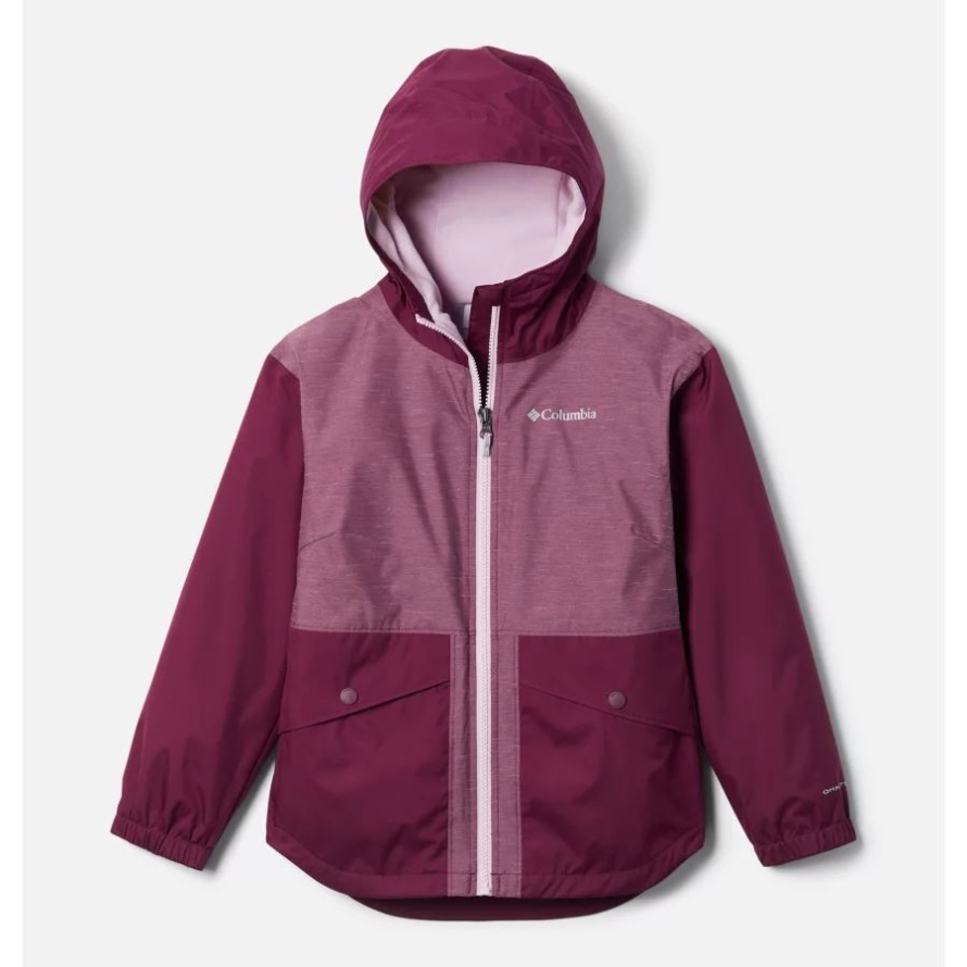 Girls' Rainy Trails Fleece Lined Jacket Columbia Marionberry/Marionberry Slub
