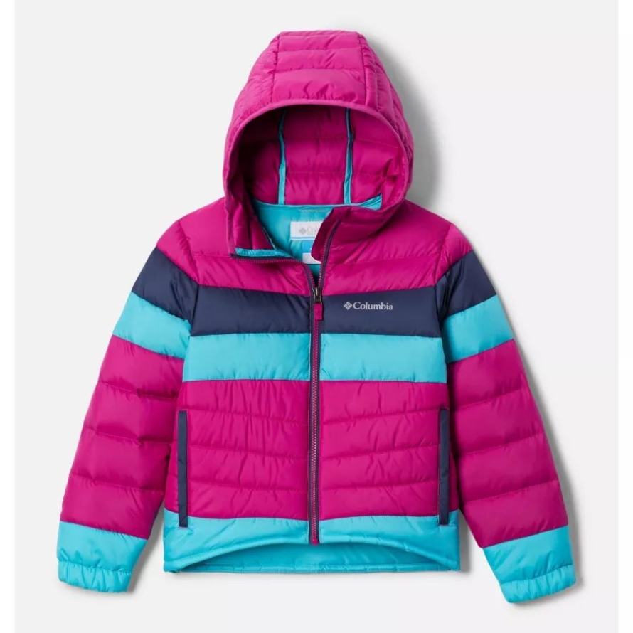Girls' Tumble Rock Down Hooded Jacket Columbia Wild Fuchsia/Geyser/Nocturnal