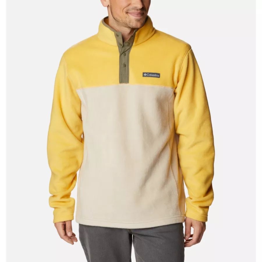 Golden Nugget/Anct Fssl/Stone Green Men's Steens Mountain Half Snap Fleece Pullover Columbia