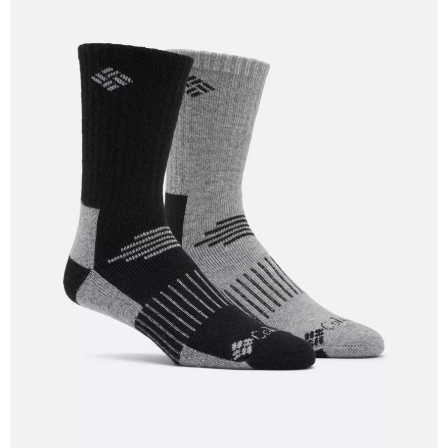 Grey/Black Columbia Men's Cotton Casual Crew Sock 2 Pack